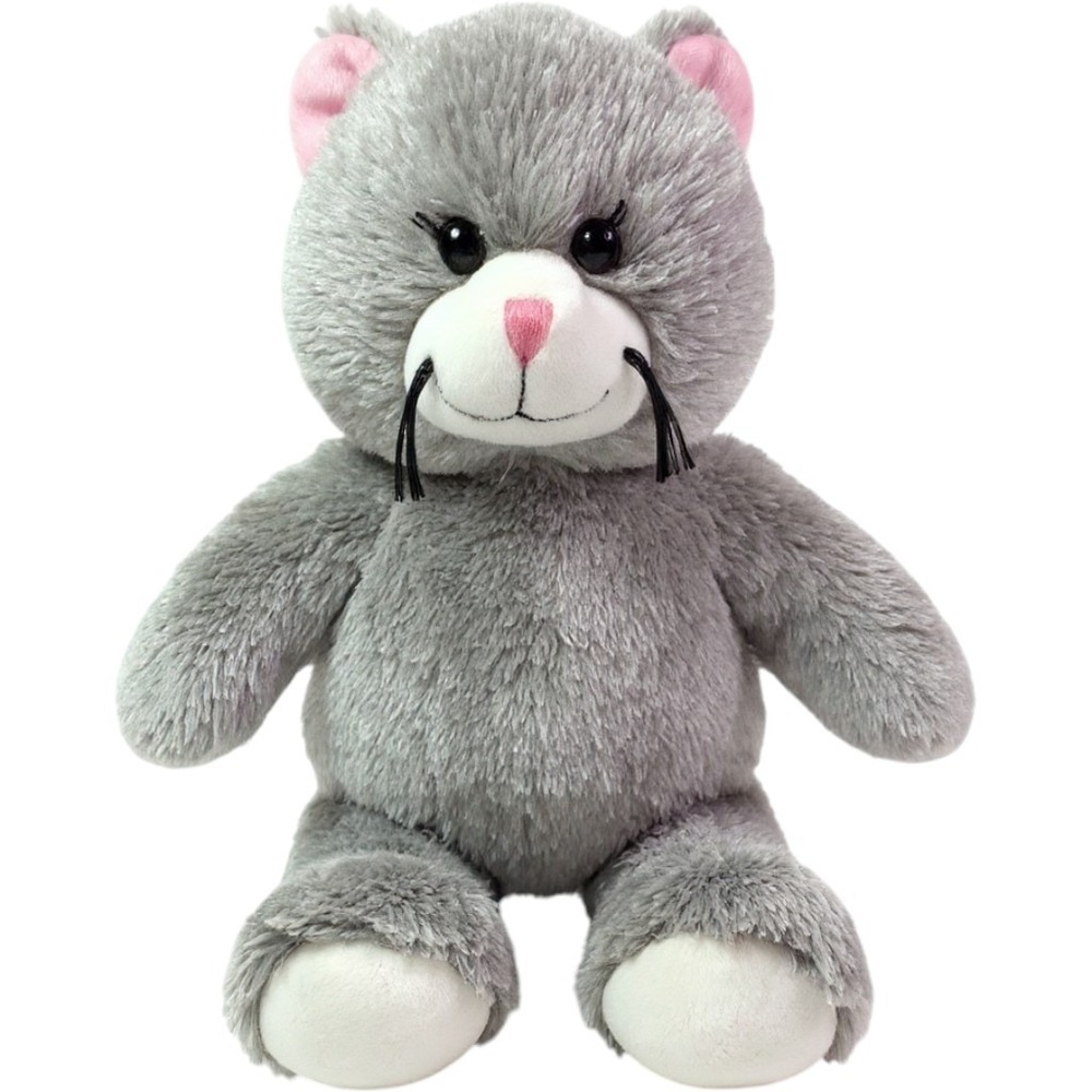 Build A Bear BAB Gray & Pink‎ Kitty Cat Whiskers & Eyelashes 17" Plush RETIRED